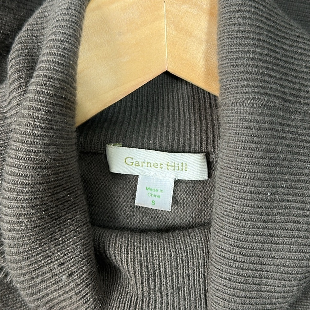 Garnet Hill dark Gray Wool Cashmere Oversized Turtleneck Sweater tunic small - Picture 7 of 9